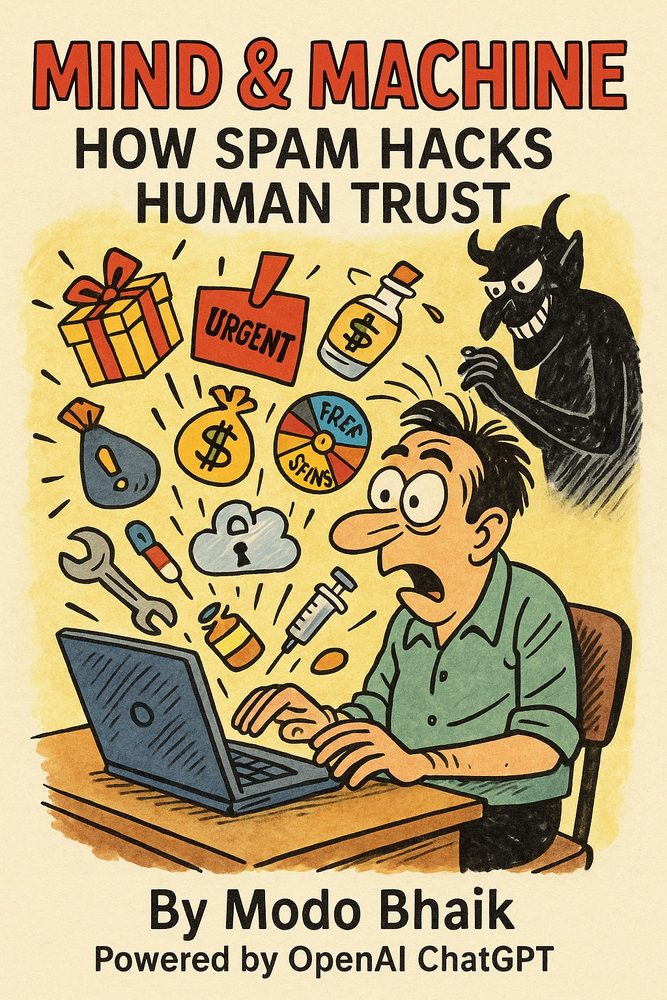 Book cover: Mind & Machine — How Spam Hacks Human Trust